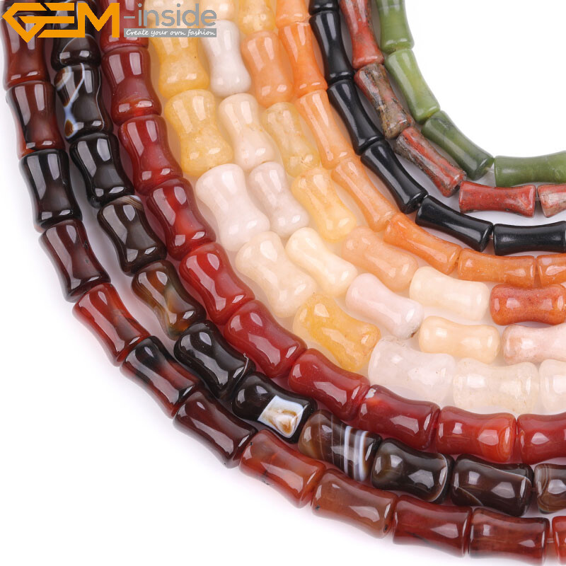 Natural Gemstone Bamboo Bone Assorted Loose Beads For Jewelry Making 15″ 30Pcs