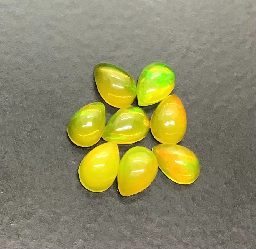 Ethiopian Yellow Opal AAA Natural Pear Flat Back Loose Gemstone For All Jewelry