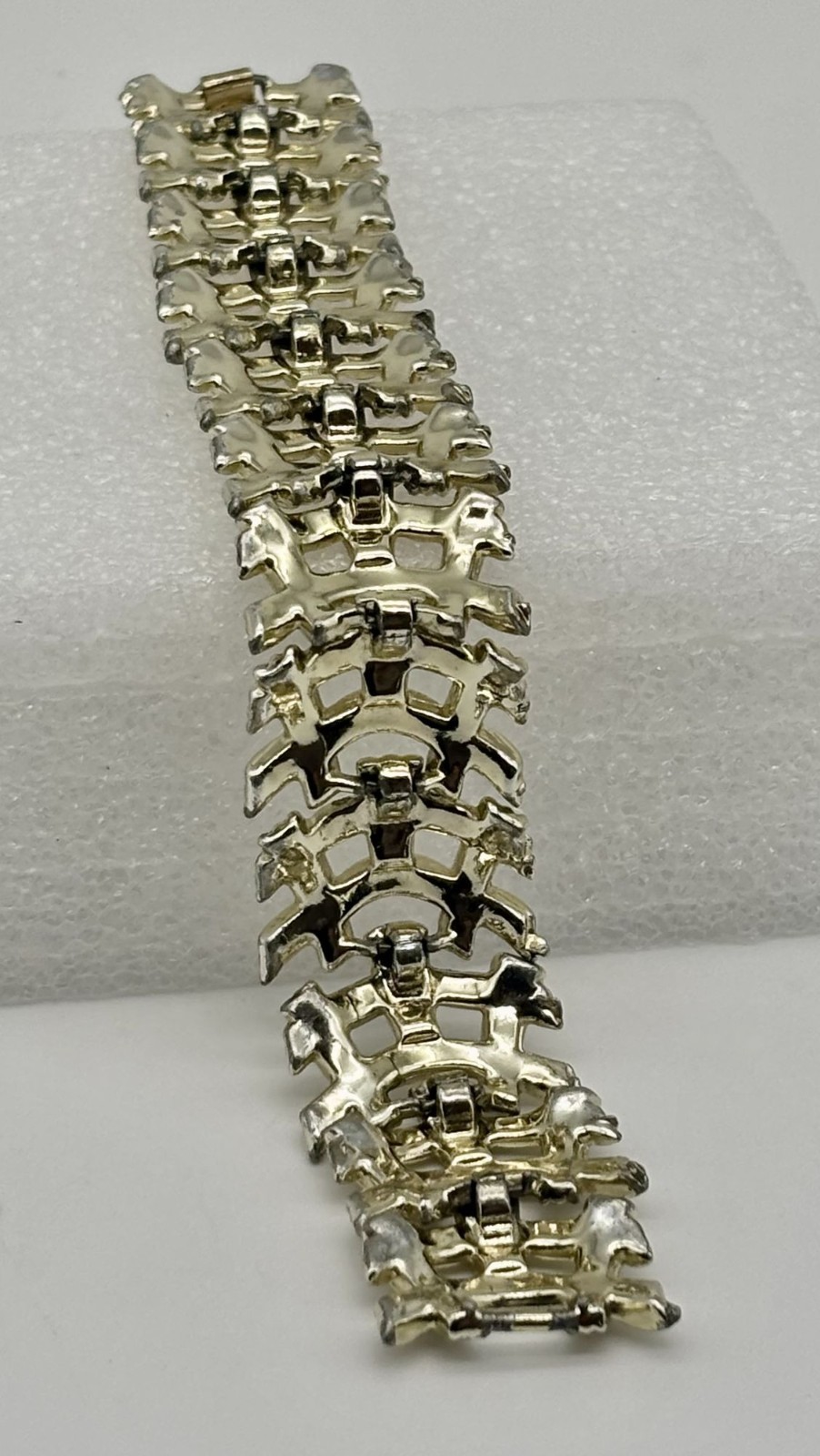 Vintage Coro Wide Linked Basket Weave Bracelet Gold-Tone Signed, Great Condition