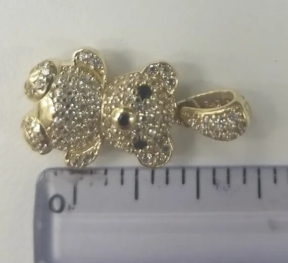10KT Teddy pendant Real Yellow Gold Diamond cut 2.5mm Bail, 2.7GRM New