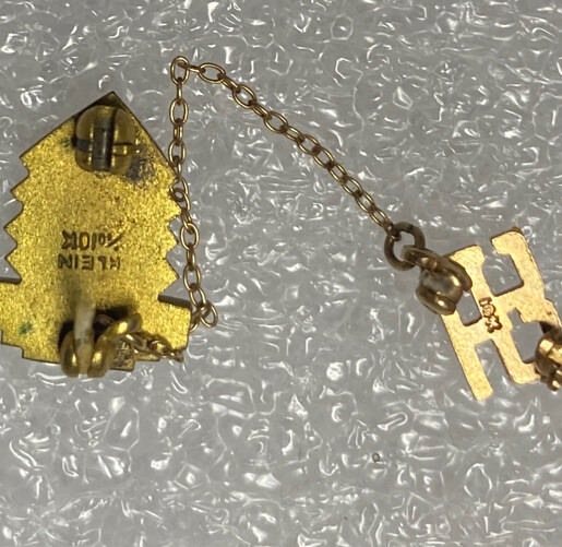 Vintage 1955 Stamped 1/10 10KT Gold & Blue Pin Lyre Orchestra Music Award vg
