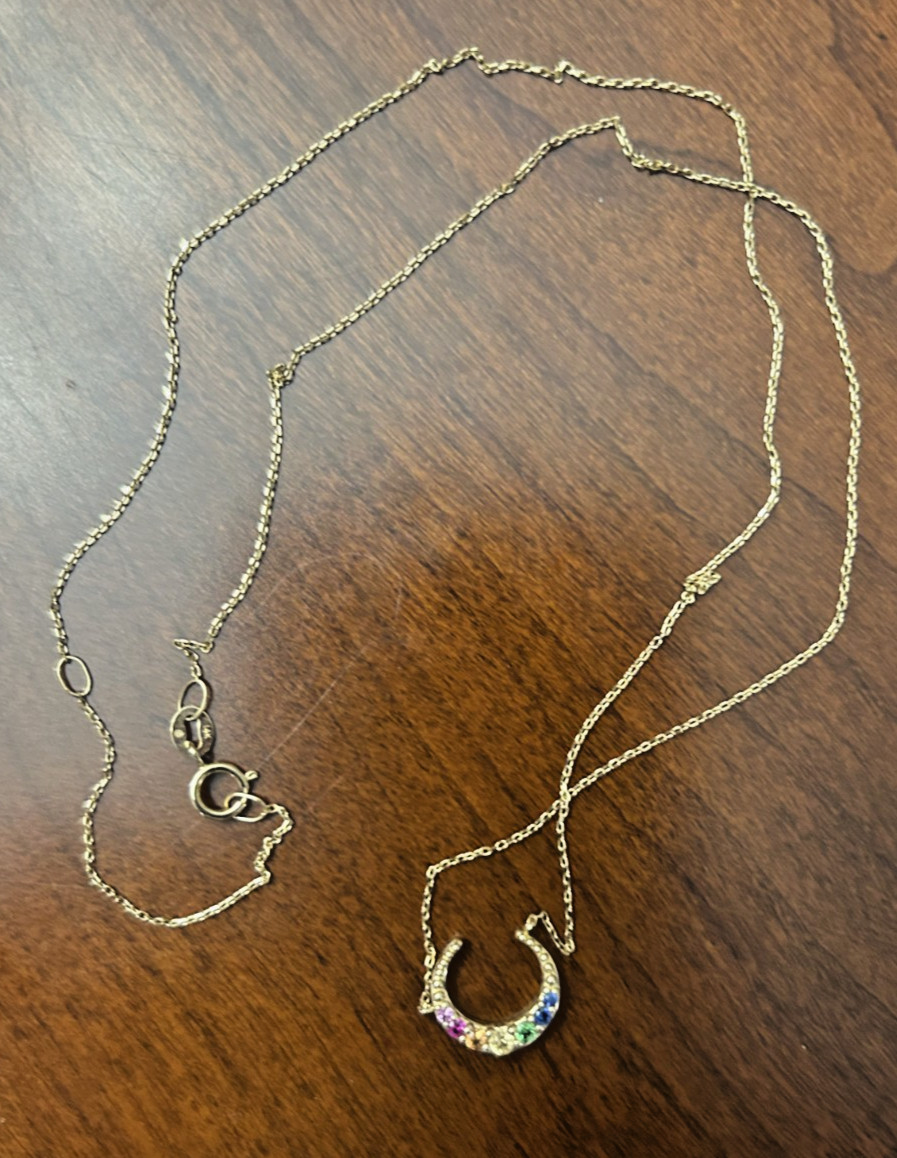 Multi-color Sapphire Crescent Necklace