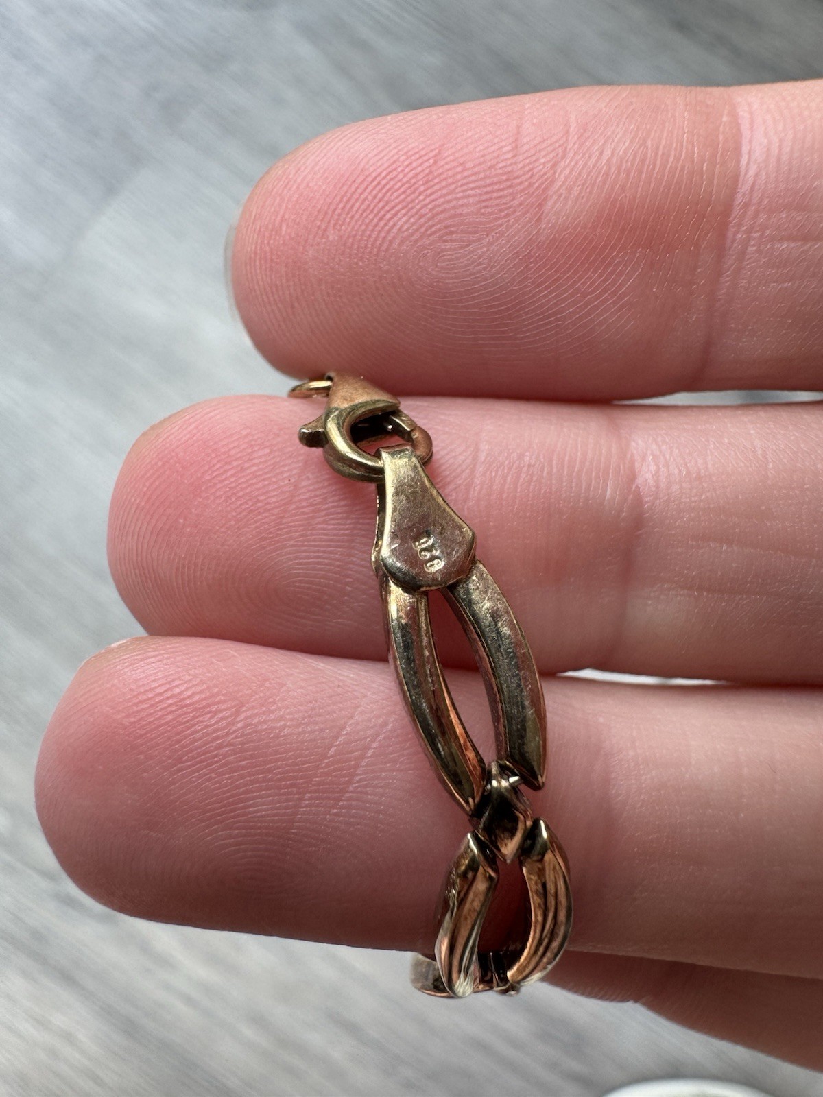 925 Sterling Silver Two Tone Gold Oval Link Bracelet 7.5″ Classic Chain Design