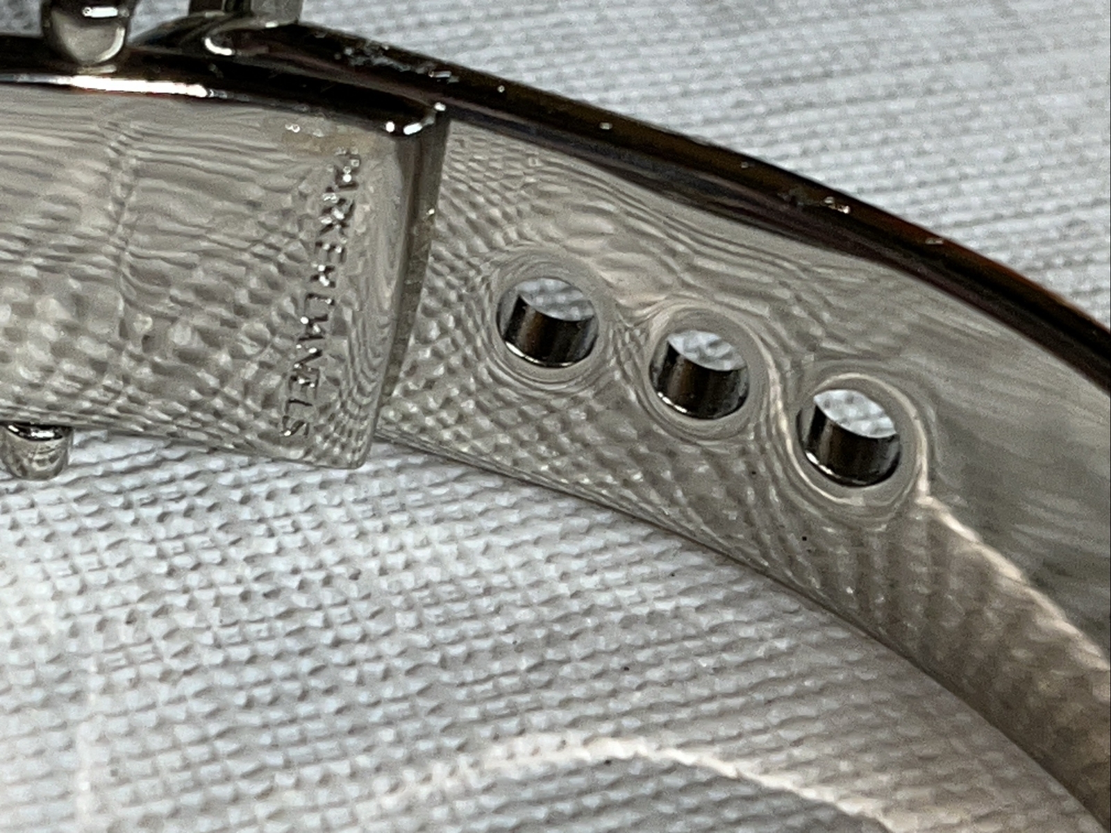 Parker Daniels Hinged METALLIC BLUE & RHODIUM LEATHER CUFF BUCKLE BRACELET