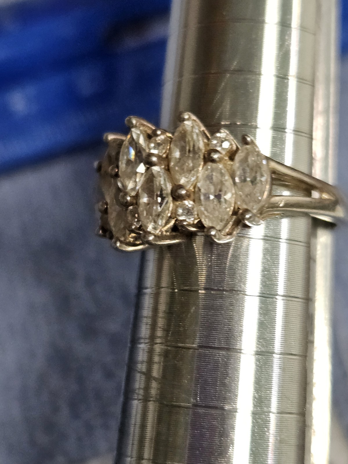 DQCZ Diamonique 925 Silver Cocktail Ring CZ Marquise SZ 7, 4g Free Shipping