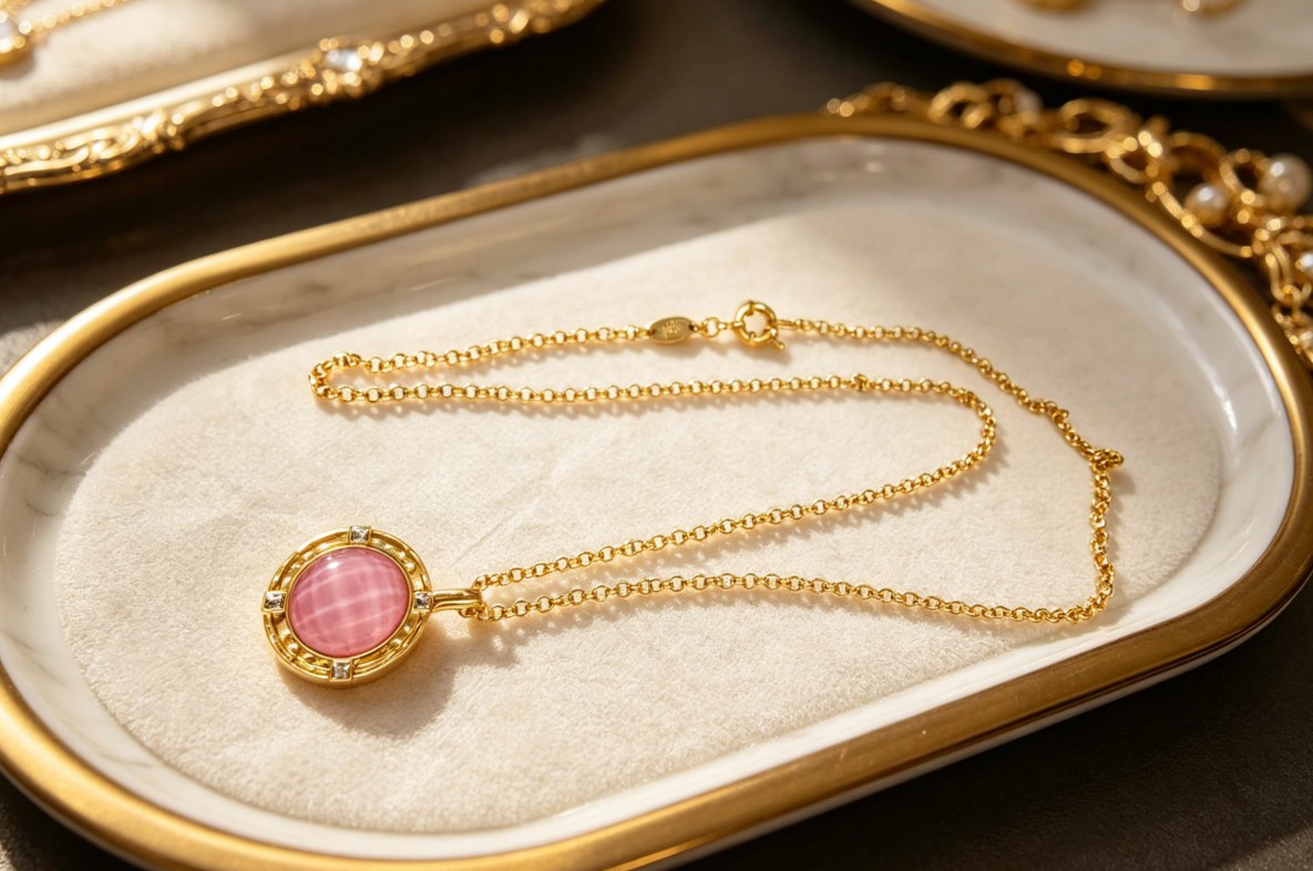 Julie Vos Astor Solitaire Necklace Pink