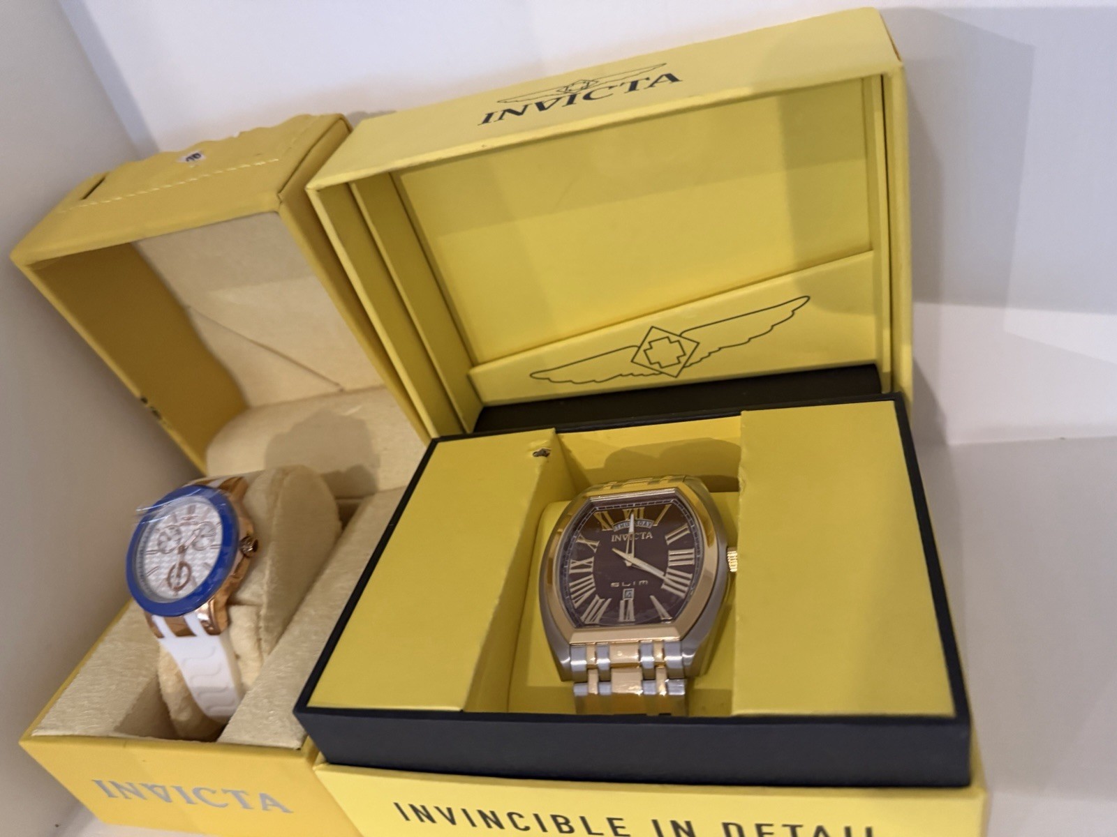 LOT OF 2 Invicta Slim Men’s Quartz Tonneau Wristwatch BOTH NEED BATTERIES