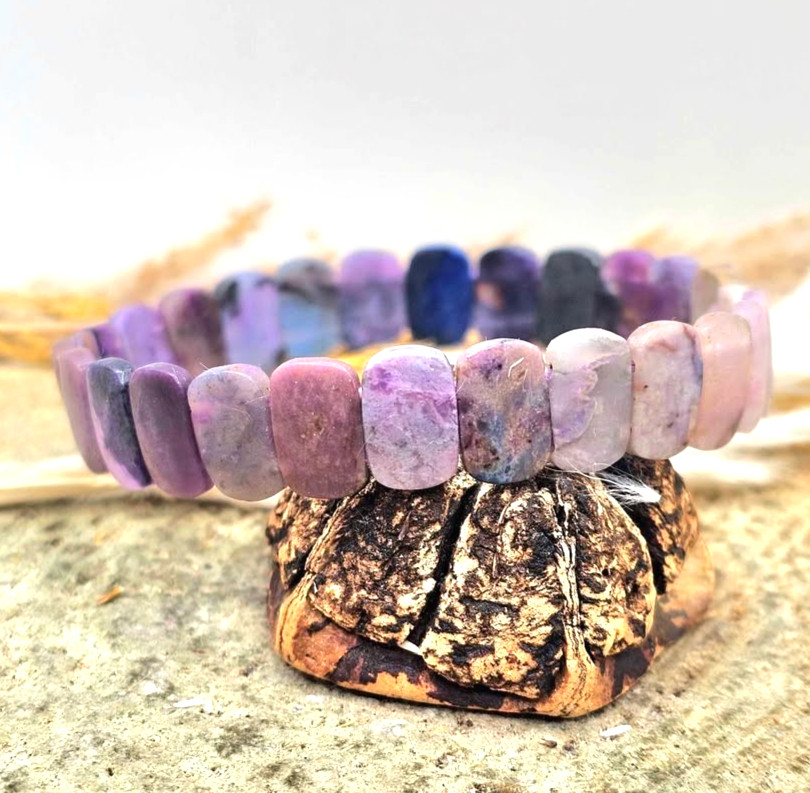 Genuine Nature Sugilite Oblong Tiles Beads Bracelet