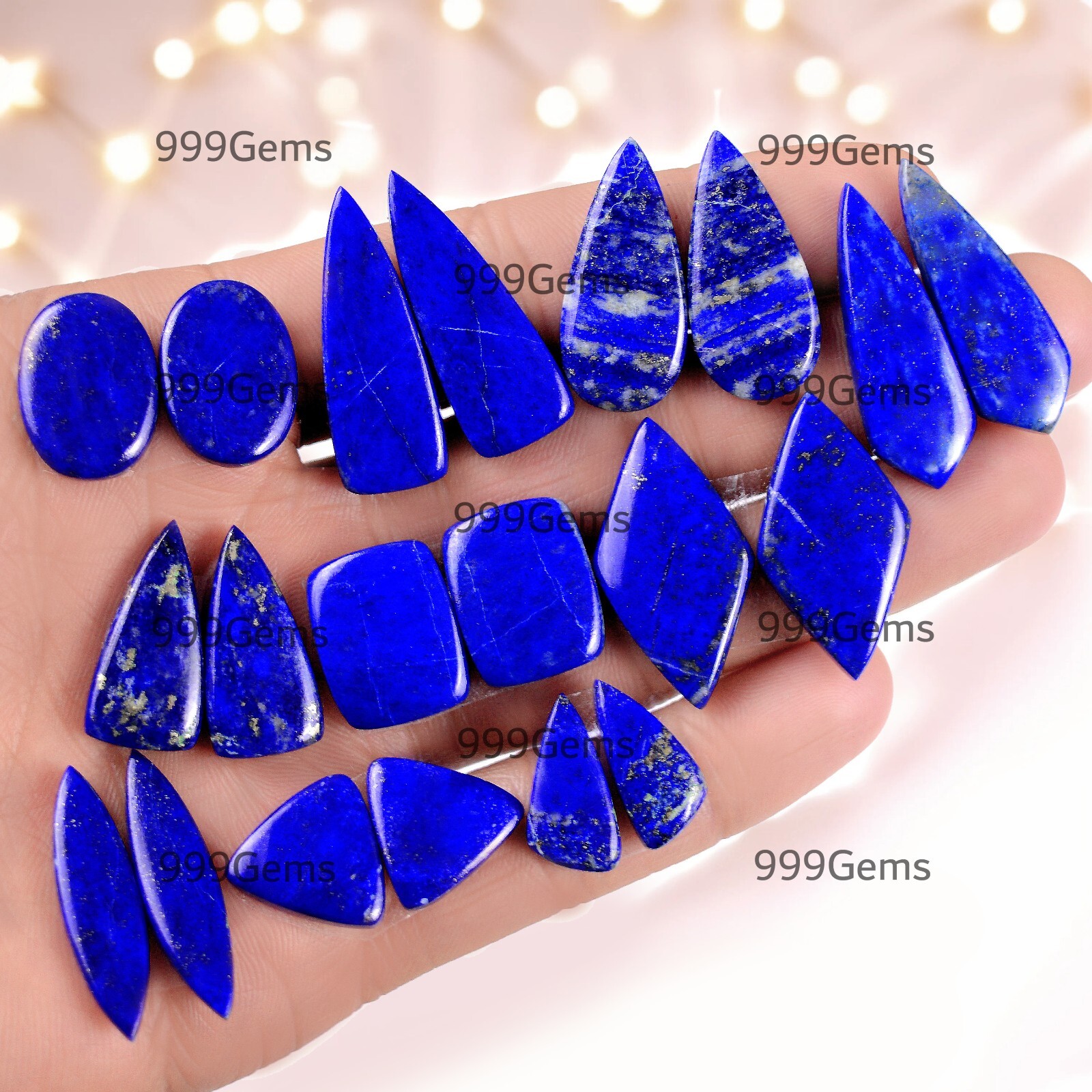 AAA Grade Lapis Lazuli Cabochon Gemstone Free Sizes 1000 Ct Matched Earring Pair