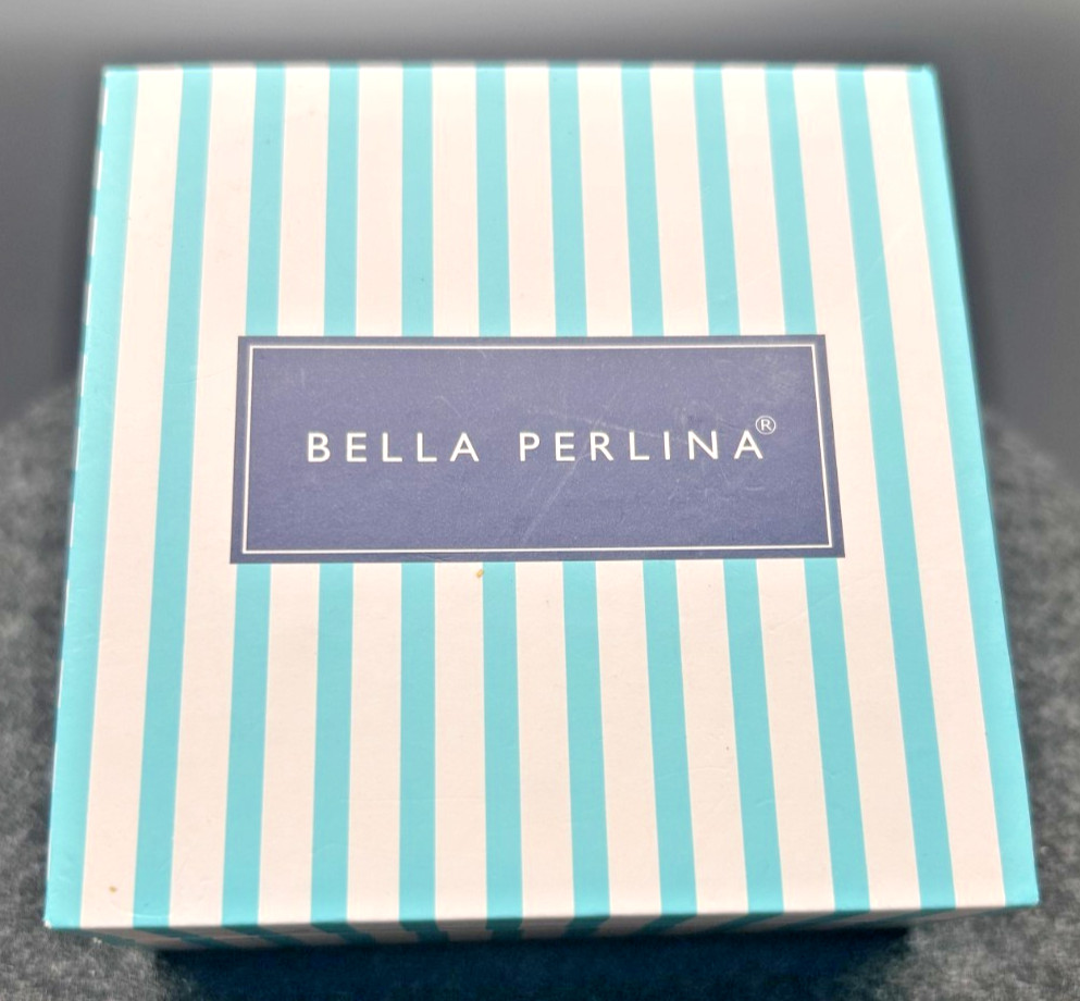 Bella Perlina Blue Glass Charm Bracelet Silver Tone White Pearls UNWORN NIB