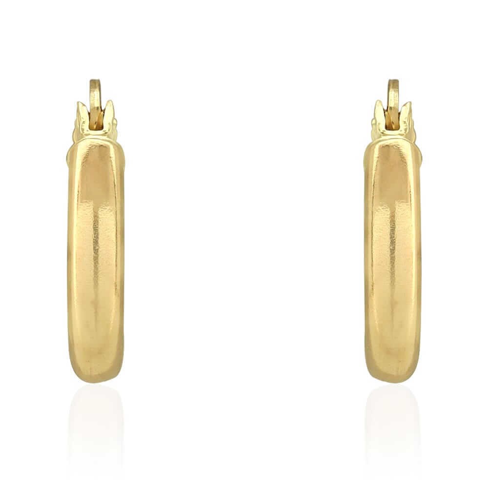 14k Yellow Gold 3mm Thick Plain Hinged Snapback Hoop Earrings
