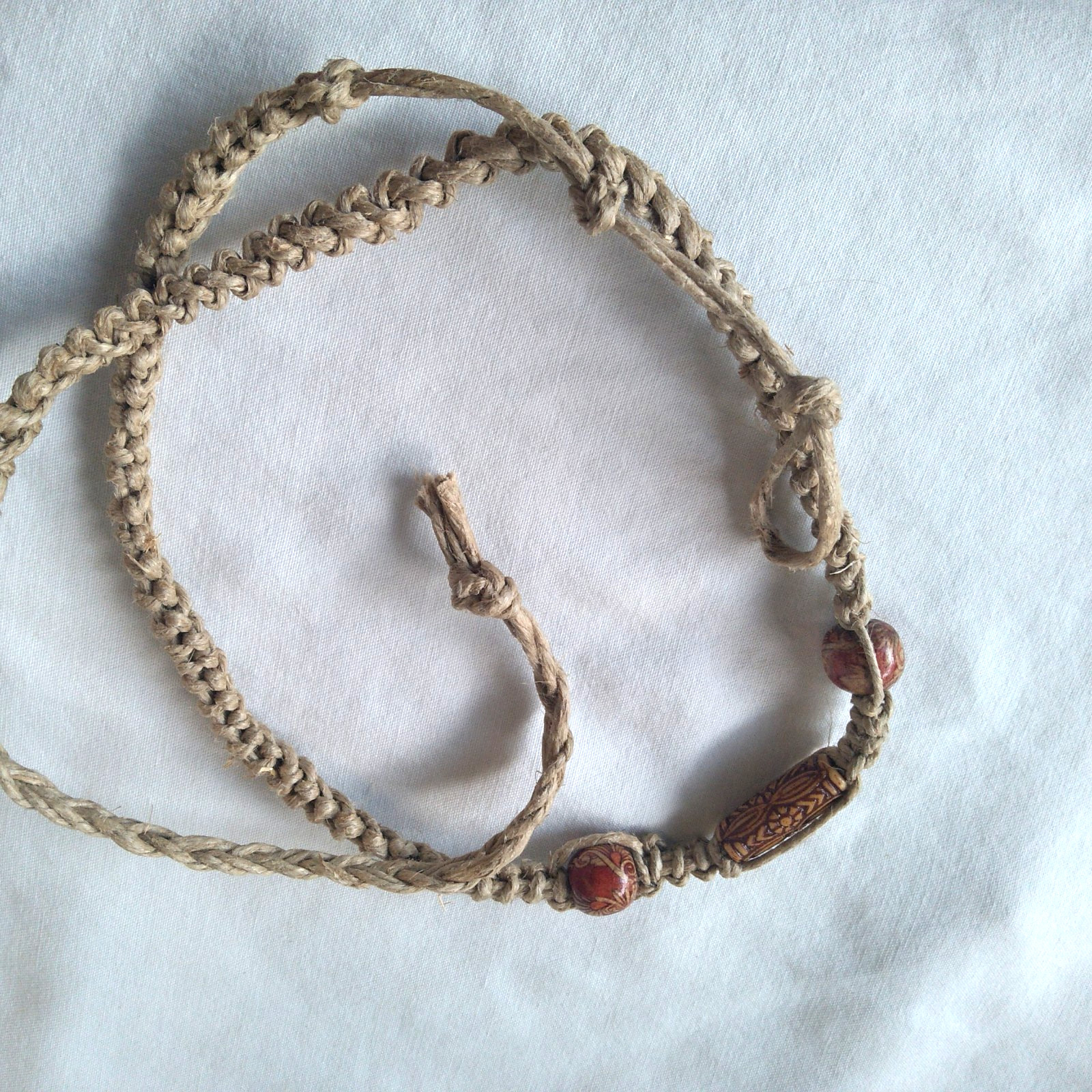 SURFER HEMP NECKLACE 28″ Adj Unisex Macrame Boho Hippie Ethnic US Seller New