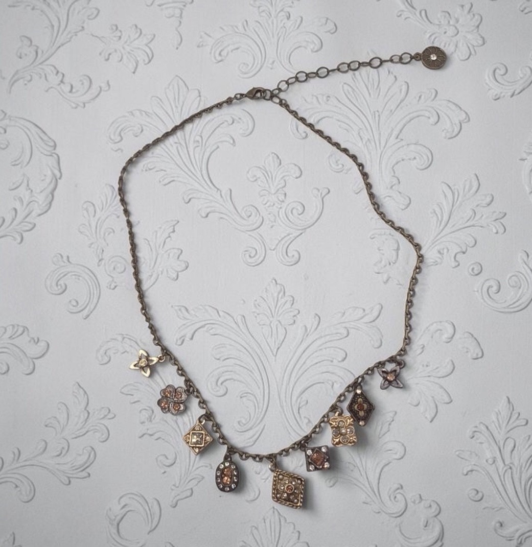 Sweet Romance Gothic Victorian Charm Necklace 17”, Vintage Antique Style