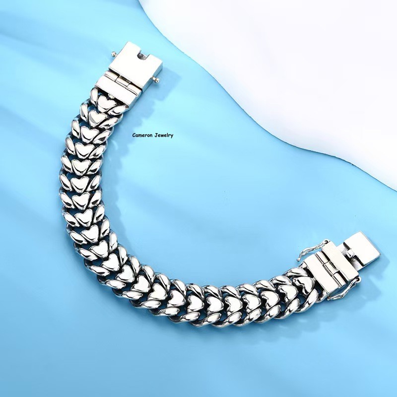 Solid 925 Sterling Silver Thick Curb Chain Bracelet Men Women Heavy Tank Link