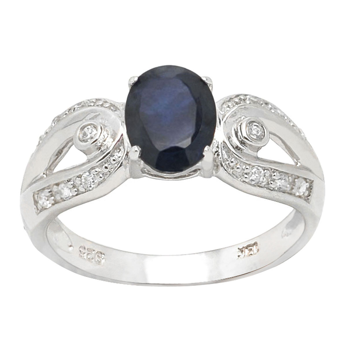 De Buman Sterling Silver 1.67ctw Natural Sapphire & Cubic-Zirconia Ring, Size 7