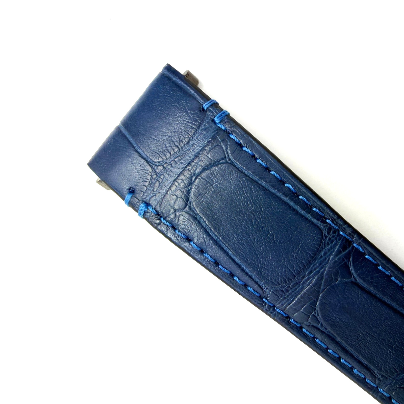 Cartier Santos KDAULABU 21x18mm Dark Blue Alligator Leather Watch Strap