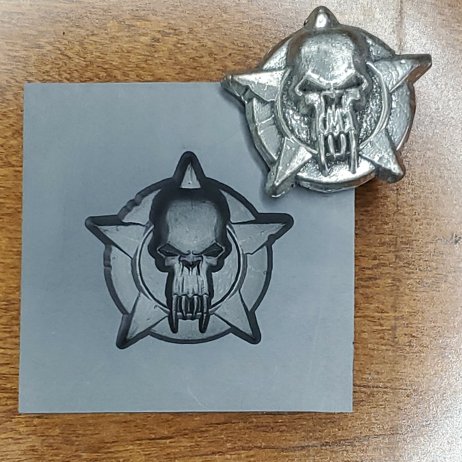 Skull Badge 3d Graphite Ingot Mold Gold Silver Copper Tin Melting Casting