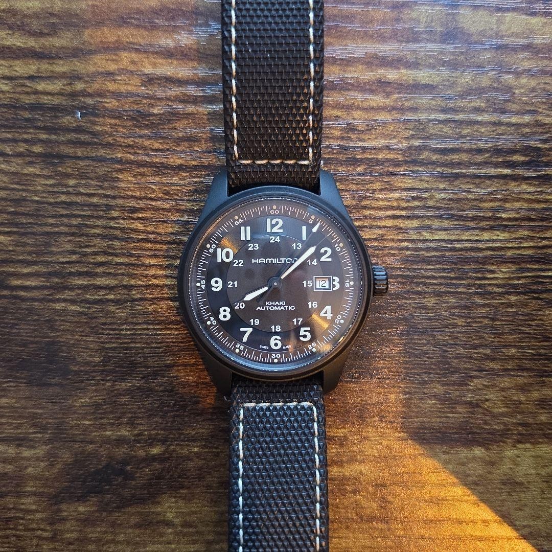 Hamilton Khaki Field Titanium Auto 42mm Black Watch H70575733 Full Set Working