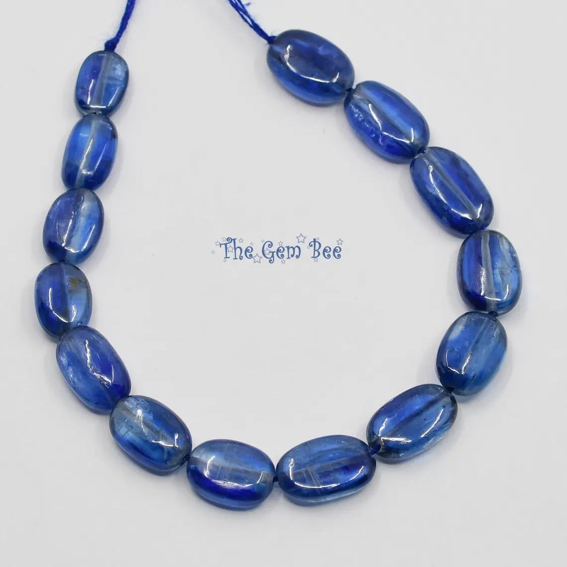 100% natural Kyanite Sapphire Blue Smooth Oval Nuggets Beads 5 inch strand