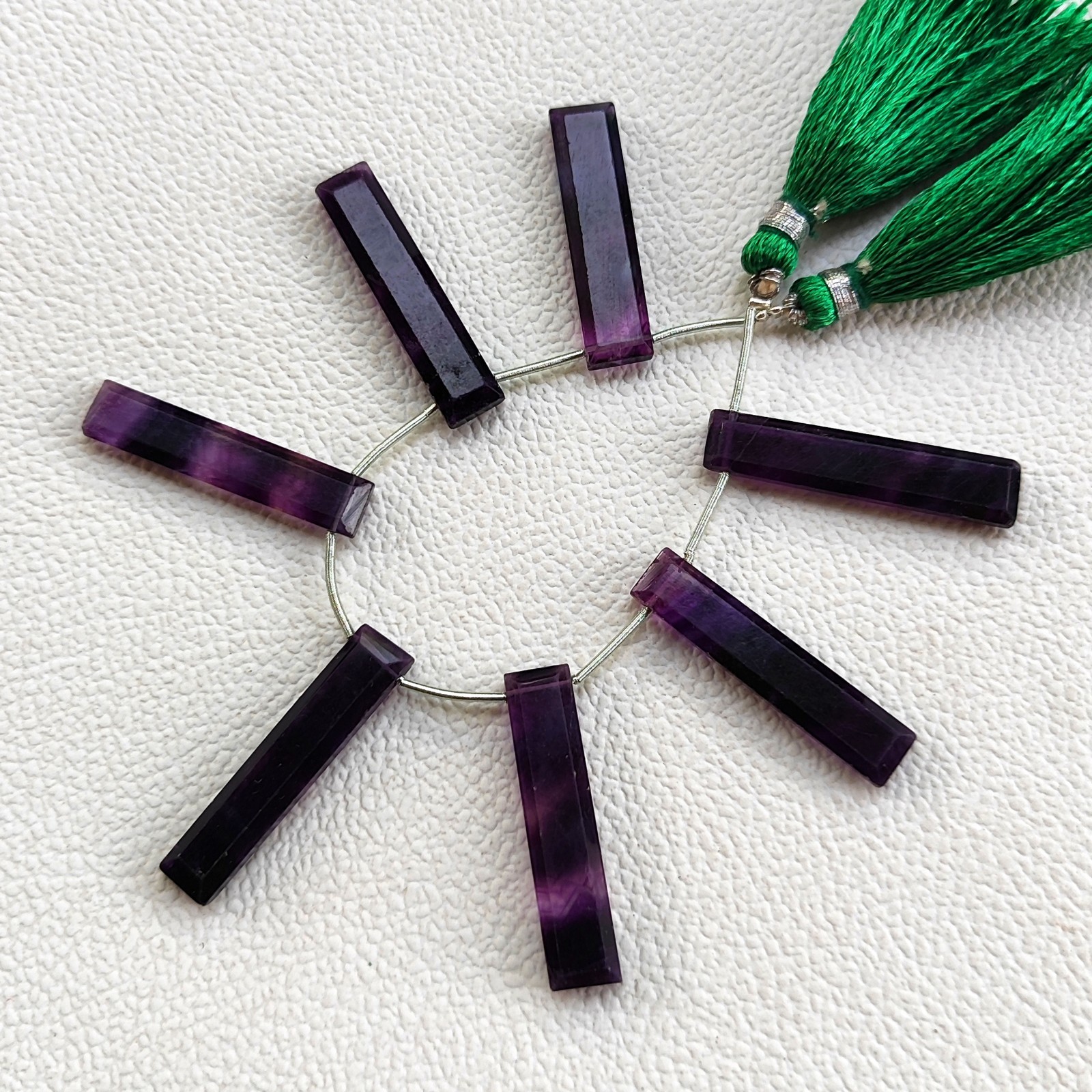Natural Rainbow Fluorite Brazil 23-25mm Faceted Baguette Beads 4.5″ Strand Gems