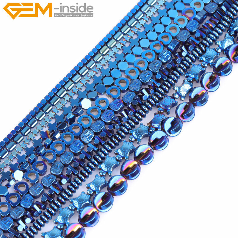 Blue Metallic Coated Hematite Spacer Beads Stone Jewelry Making Non-magnetic