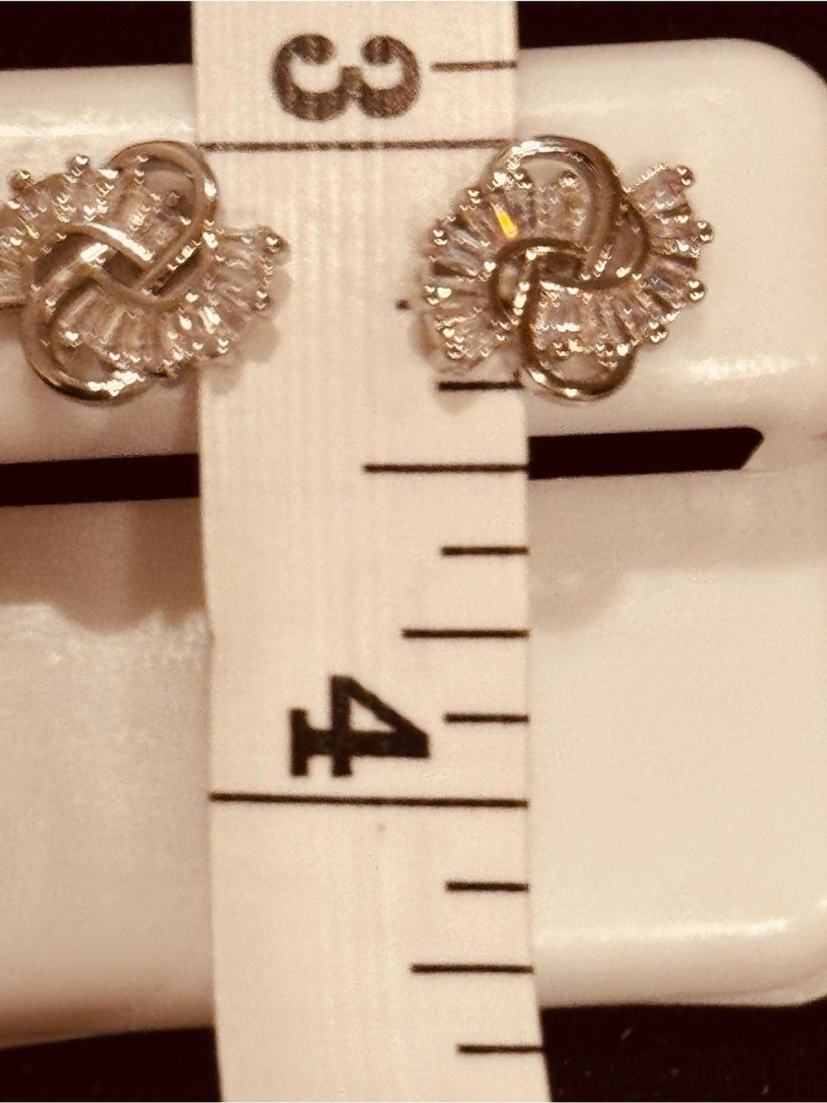 NWT AJ USA Stainless Steel Baguette Crystal Interlocking Swirl Stud Earrings