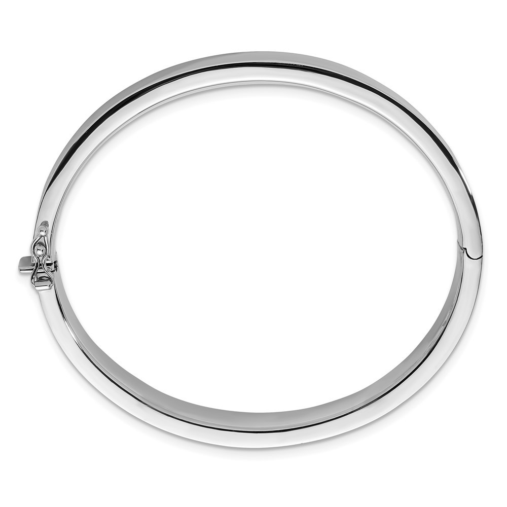 14K White Gold Flat 10.5mm Plain Hinged Bangle Bracelet Gift For Her 25.12gm
