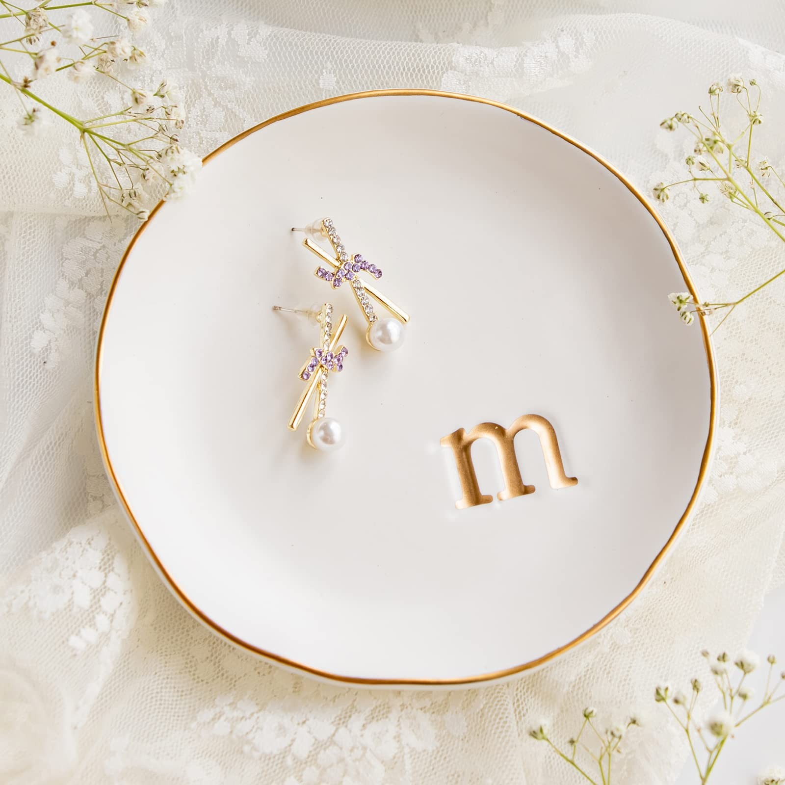COLLECTIVE HOME Ceramic Jewelry Tray, Trinket Dish, Gifts for Women (M)
