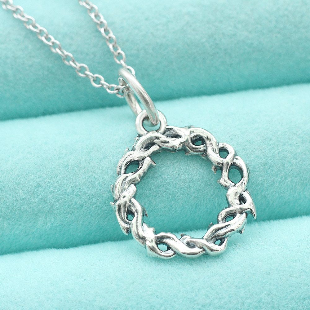 925 Sterling Silver Crown Of Thorns Pendant Jesus Charm Christian Spiritual