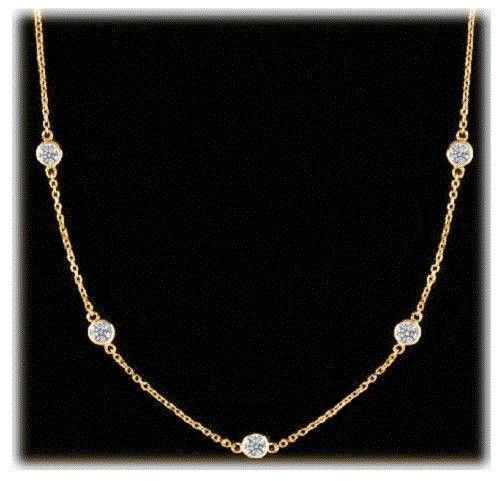 1.81 ct Round Diamonds By The Yard 18k Yellow Gold Necklace 9 x 0.20 ct F-G SI1