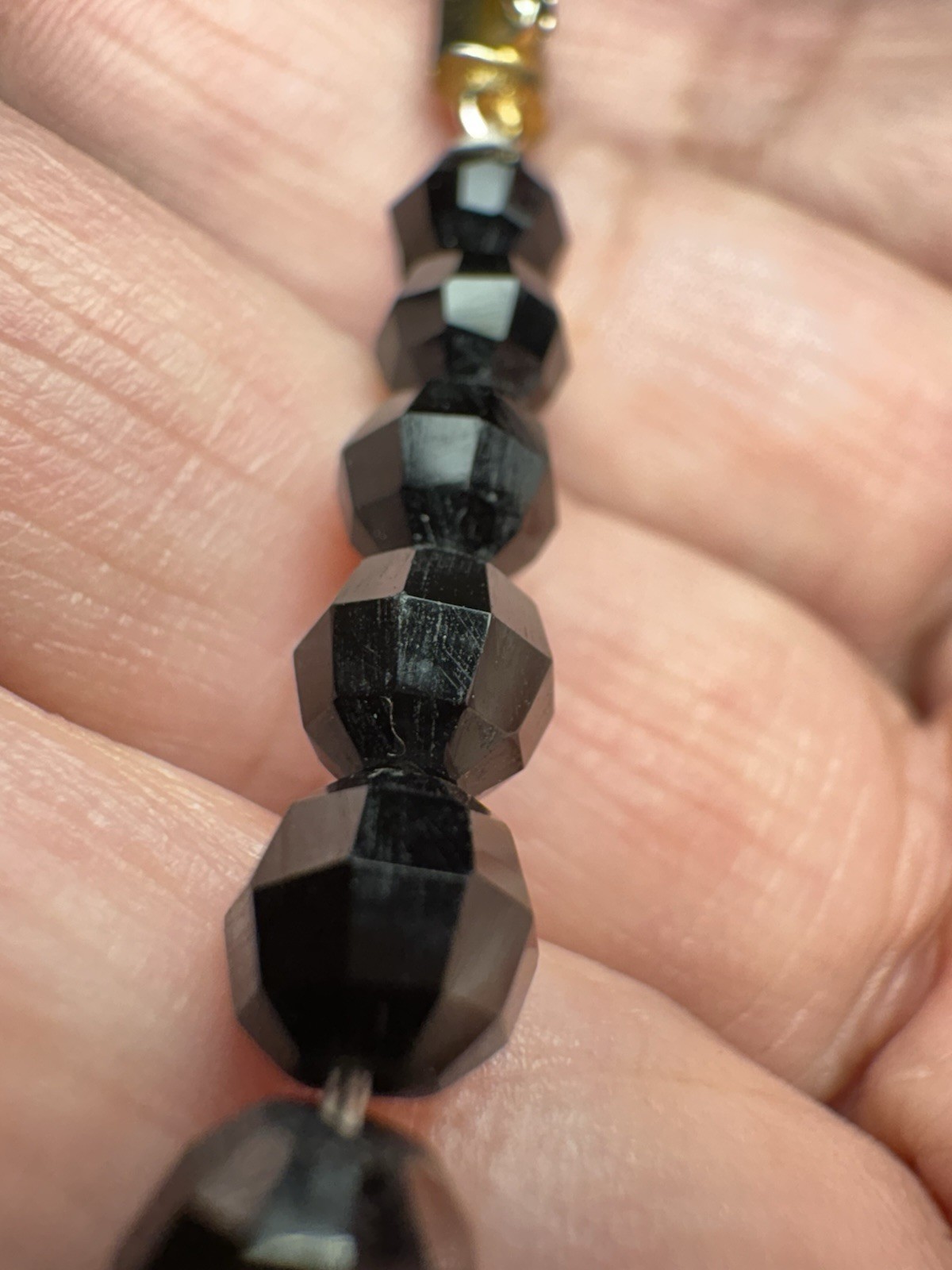 Vintage Mid-20th Century Faceted Black Onyx & Baroque Freshwater Pearl Necklace