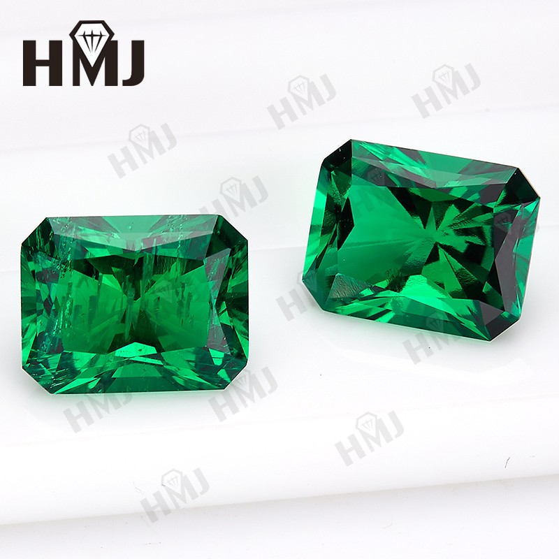 Certified Lab-Grown Colombian Green Emerald Radiant Cut Loose Gemstone Gems AGL