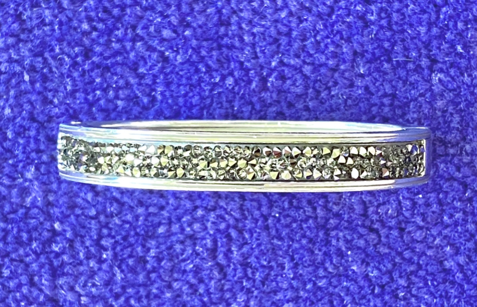 BRIGHTON CRYSTAL ROCKS SILVER DRUSY QUARTZ CRYSTAL SLVR THIN HINGED BRACELET✨VTG