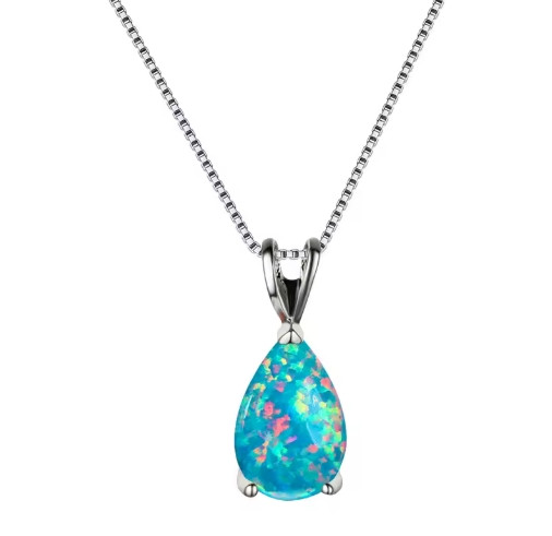 AA Ethiopian Fire Opal Crystal Dainty Bezel Pendant Necklace for Women Best Gift