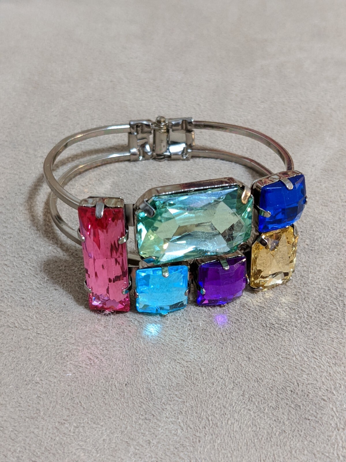 Geo Bangle Colorful Open front Geo Blue White Animal Print Bangle Bracelet 6 pc