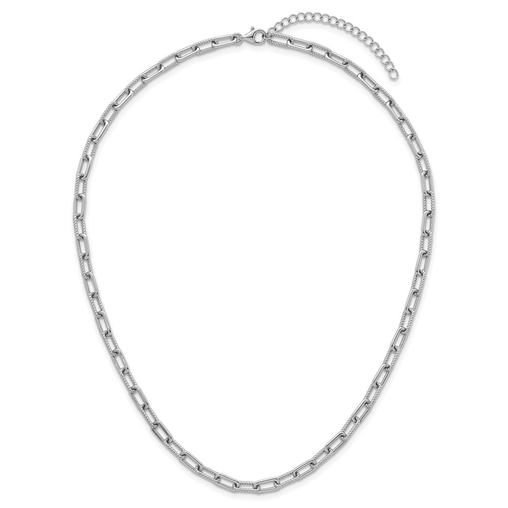 Sterling Silver Polished & Twisted Paperclip Link Chain Necklace 16″ w/2in ext.