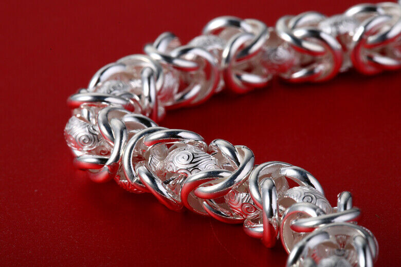 Fine Pure S999 Sterling Silver Bracelet Women Men Dragon Head Engrave Link