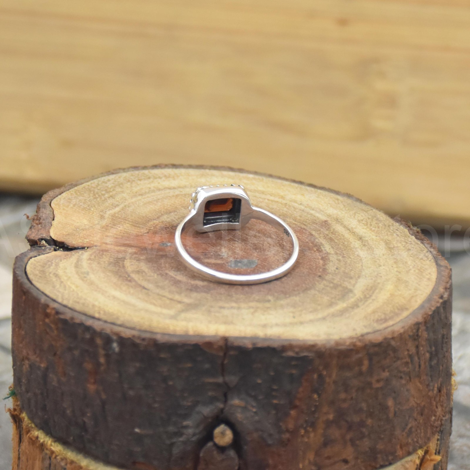 Garnet Gemstone Ring, 925 Sterling Silver Handmade Ring, Textured Jewelry