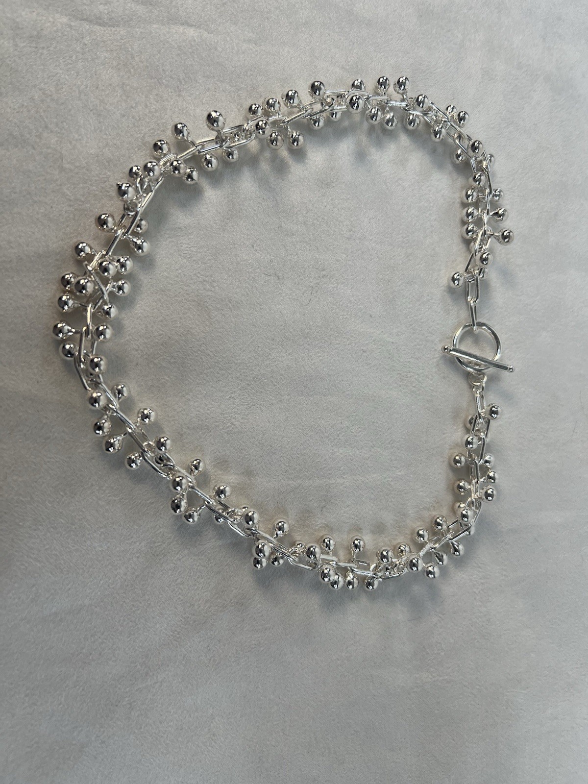 white copper silver tone DNA ball bead necklace wears like sterling sz 18in