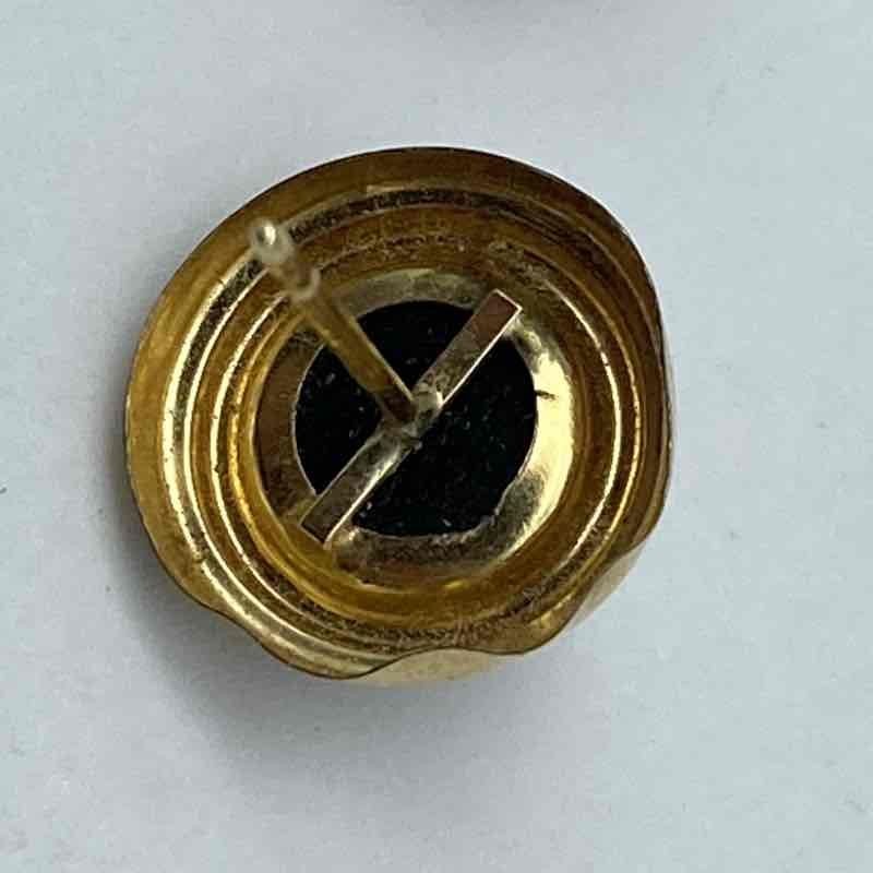 14K Yellow Gold Black Onyx Stud Earrings Bezel Set Round 11.6mm 1.02g