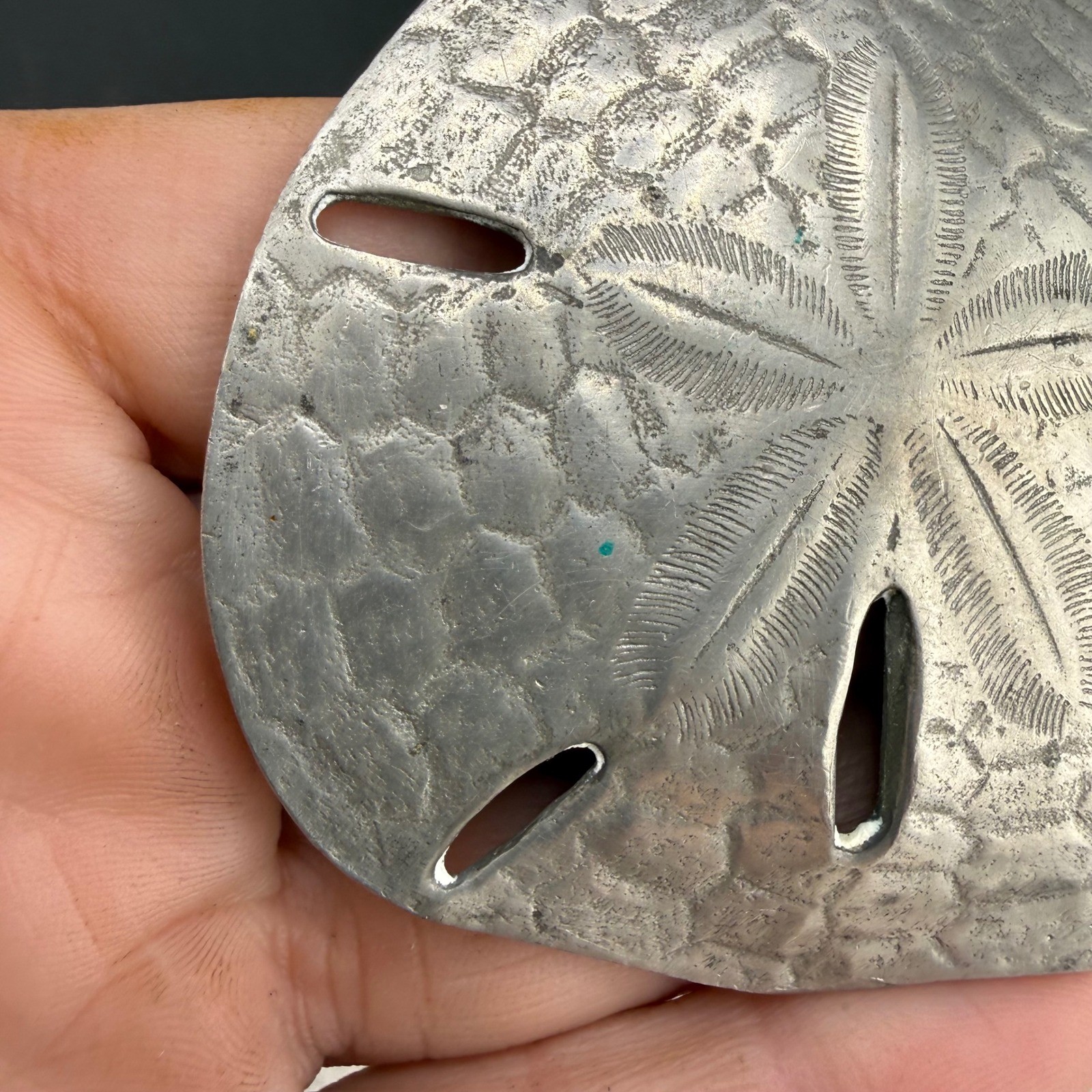 Vintage Reed & Barton Pendant Pewter Sand Dollar Coastal Nautical 3in