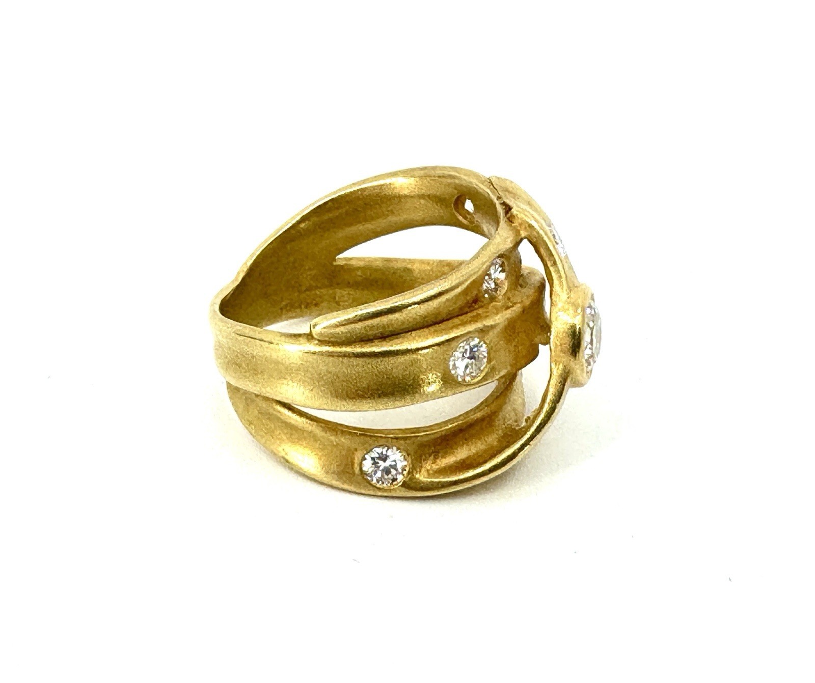 Estate Diamond 18k Gold Chieko+ Luxe Line Cocktail Statement Ring Signed