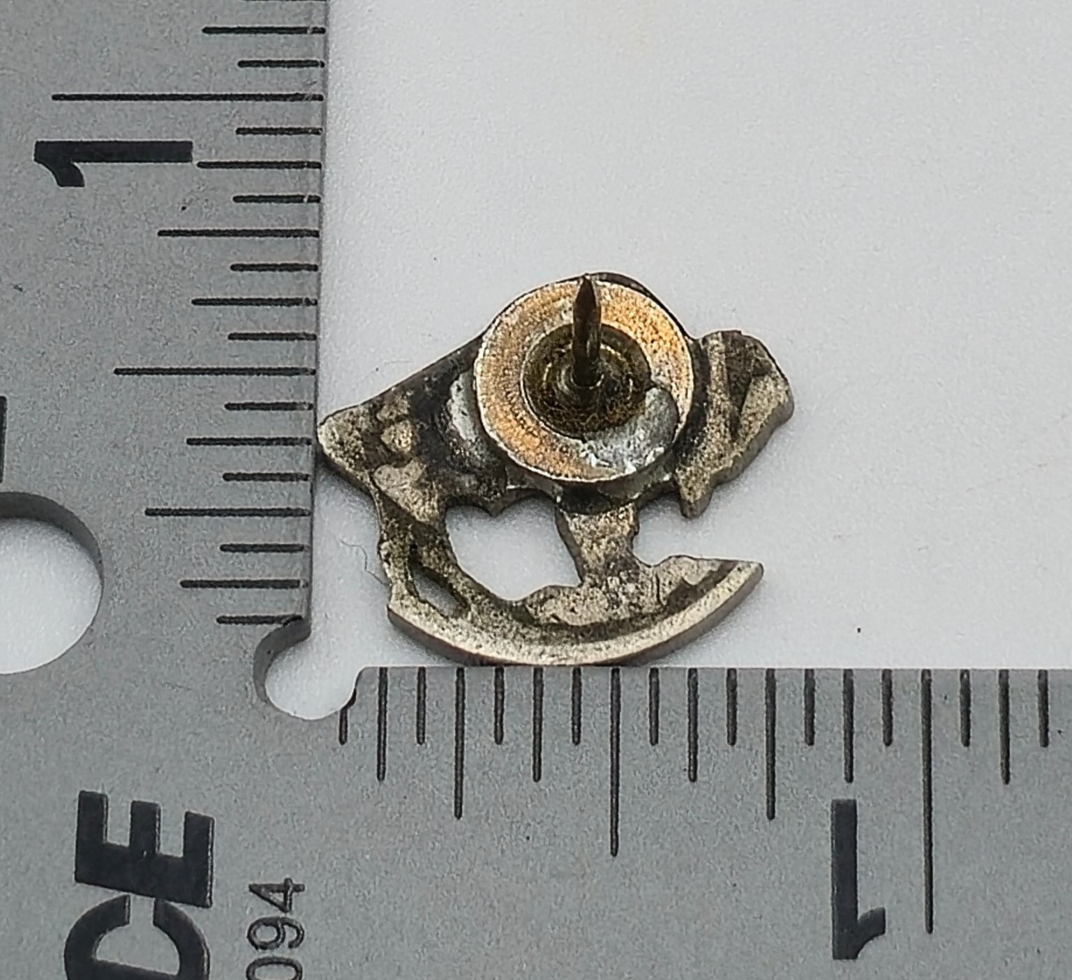 Vintage Buffalo Nickel Lapel Pin 3/4″ x 1/2″ Silver Tone Coin Art Tie Tack