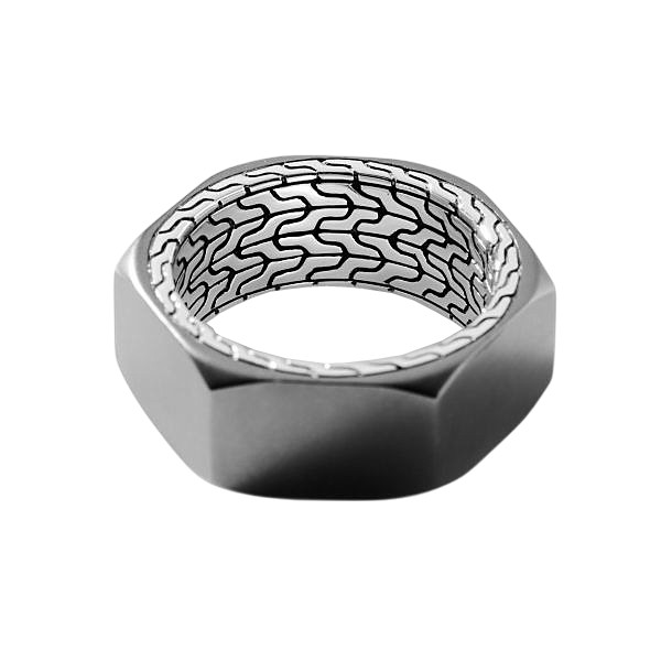 JOHN HARDY CLASSIC CHAIN STERLING SILVER INDUSTRIAL 9.5 mm BAND RING SZ 10 NEW