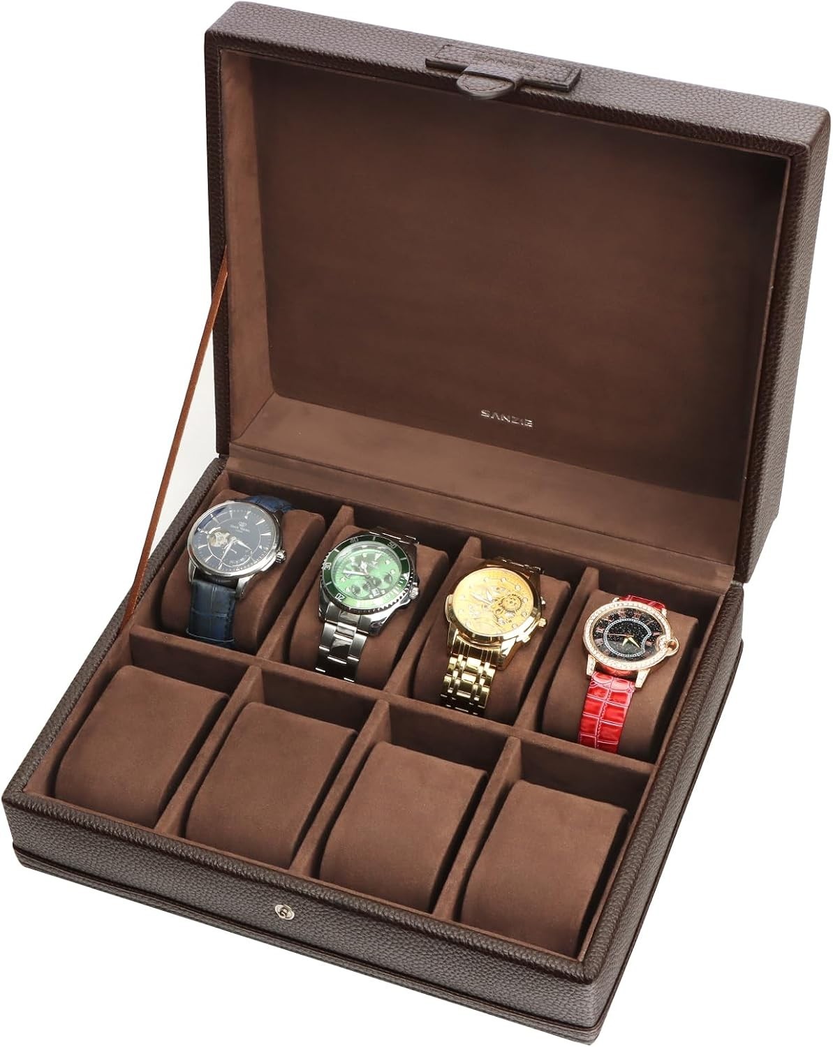Quality 8-Slot Watch Box with Removable Pillows – Ideal Men’s Accessory
