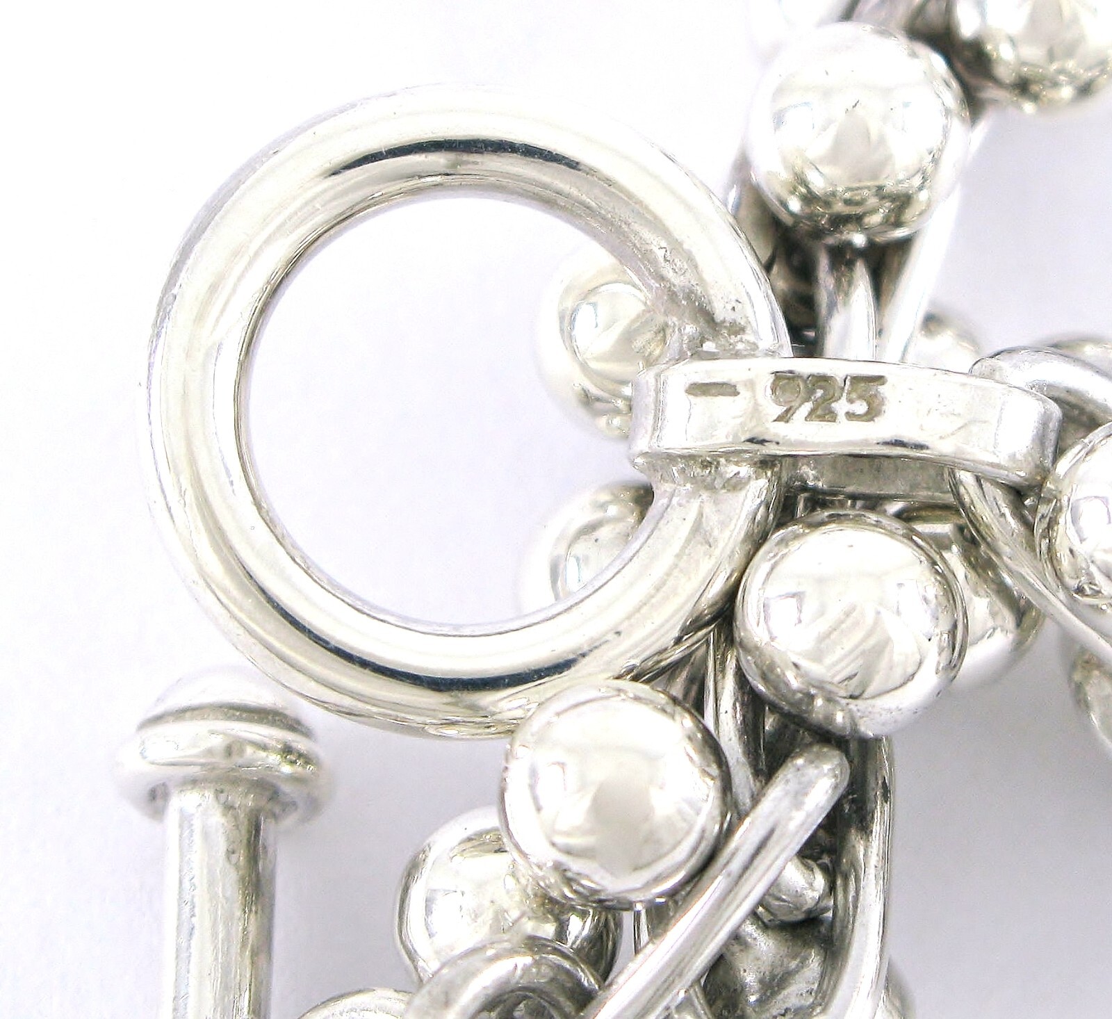 Solid Sterling Silver 925 DNA Beaded Toggle Bracelet 73g