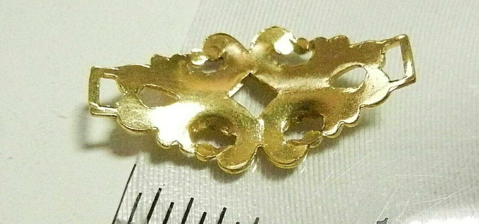 Set of 10 Embossed Stamped Open Work Arched LINKS Findings-New Vtg Shiny Brass