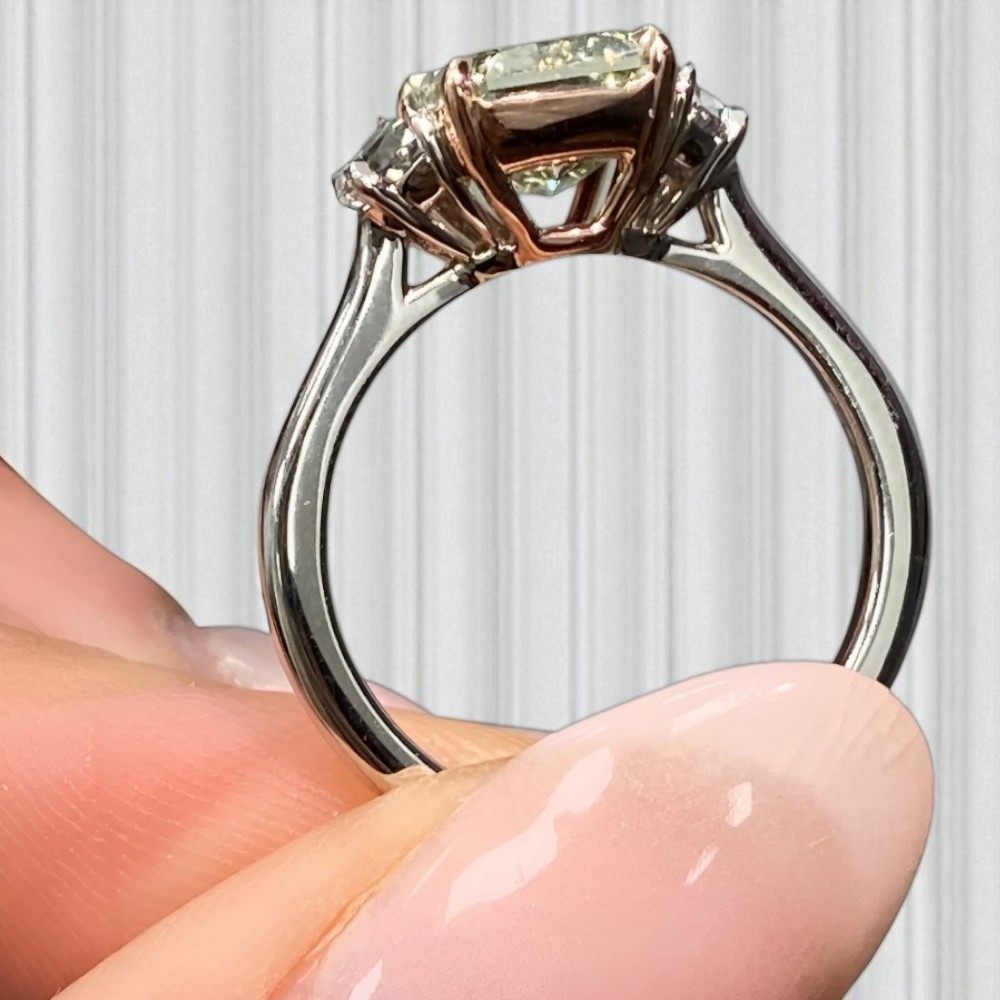 Lab Grown Ring Gold Diamond 3.1 Carat 14k Fancy Intense Emerald Green Multi IGI