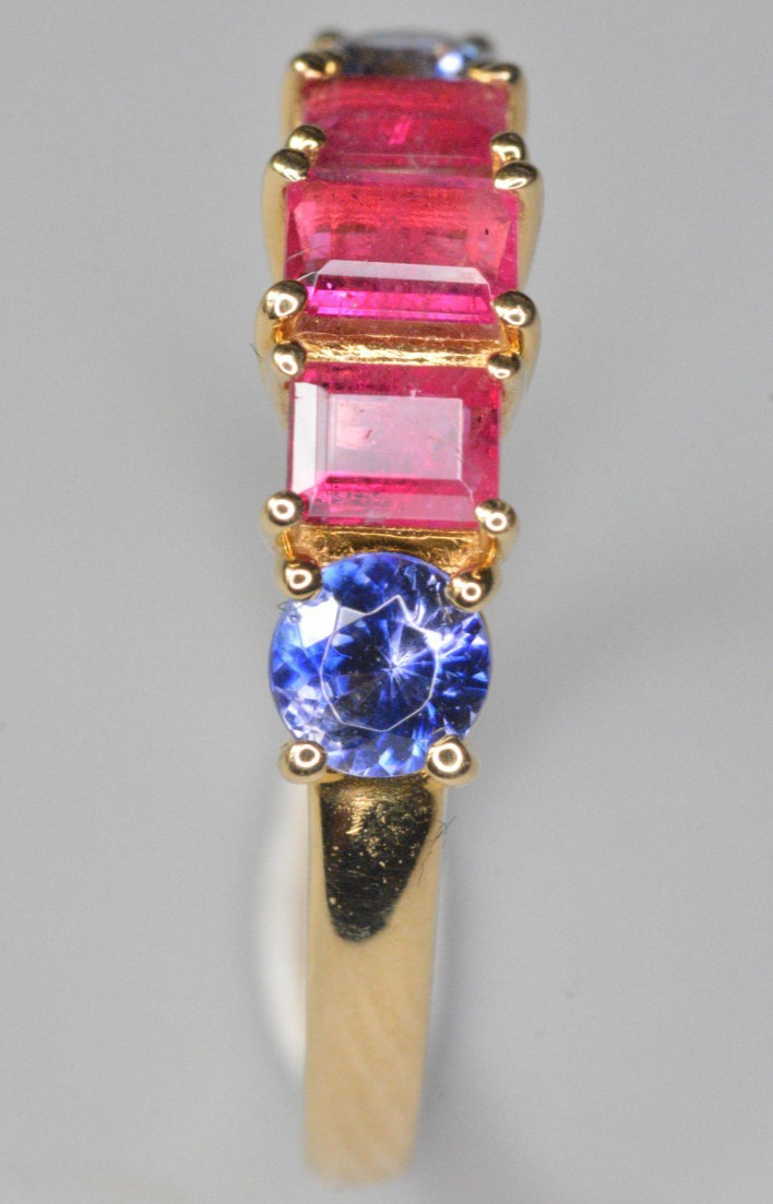 Red Beryl, Benitoite, Red Emerald, Bixbite, Ring, 14 KT Gold