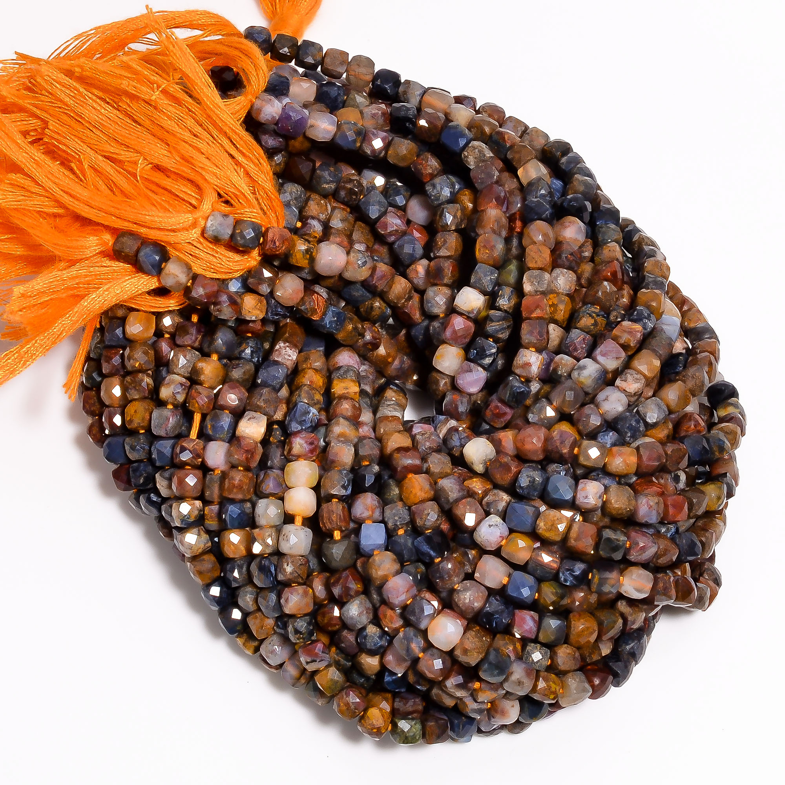 100% Natural Pietersite Gemstone Box Shape Faceted Beads 4X4 mm Strand 8″ EB-529